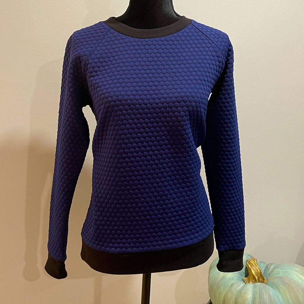 Michael Kors Crewneck Top, Medium Blue w/Black Trim